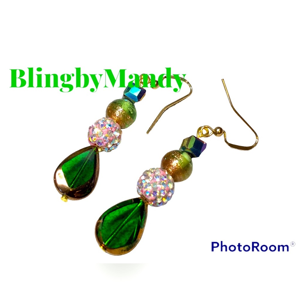 OMG EARRINGS-pretty glitter balls with Italian glass and gold ear wires